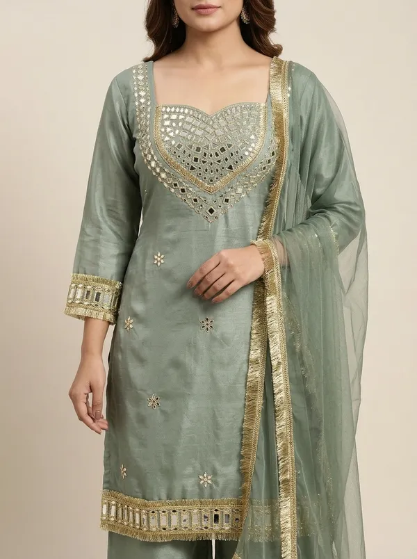 Grey_Roman_Silk_Mirror_Work_Kurta_Palazzo_Set_With_Dupatta_For_Women