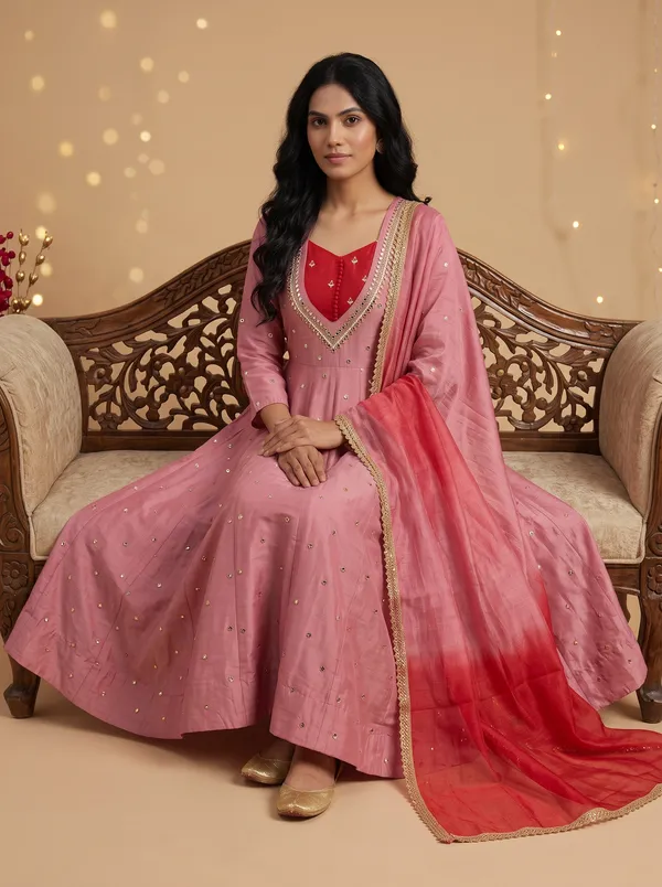 SAIVRITI's_Meher_Anarkali_FENDI_suit_set_with_Dupatta_|_SweatHeart_Neck_with_Mirror_work_|_M,L,XL,XXL