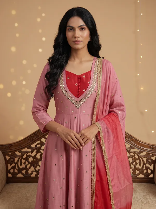 SAIVRITI's_Meher_Anarkali_FENDI_suit_set_with_Dupatta_|_SweatHeart_Neck_with_Mirror_work_|_M,L,XL,XXL