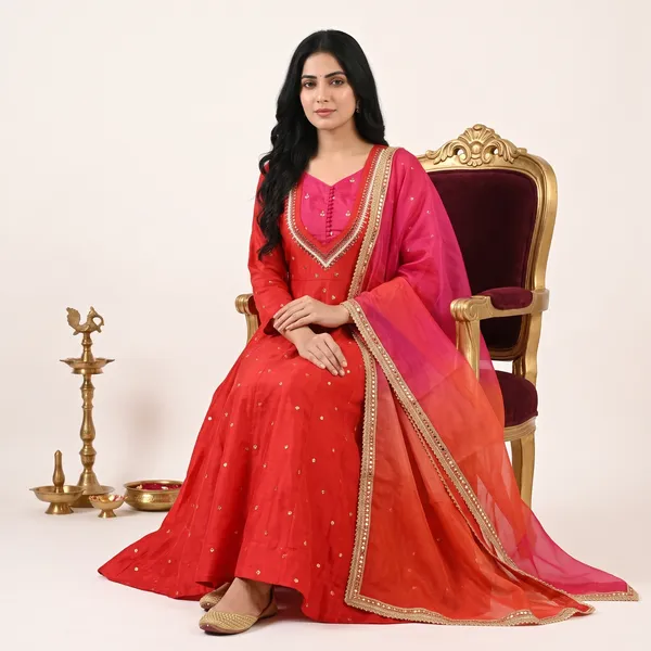 SAIVRITI's_Meher_Anarkali_FENDI_suit_set_with_Dupatta_|_SweatHeart_Neck_with_Mirror_work_|_M,L,XL,XXL