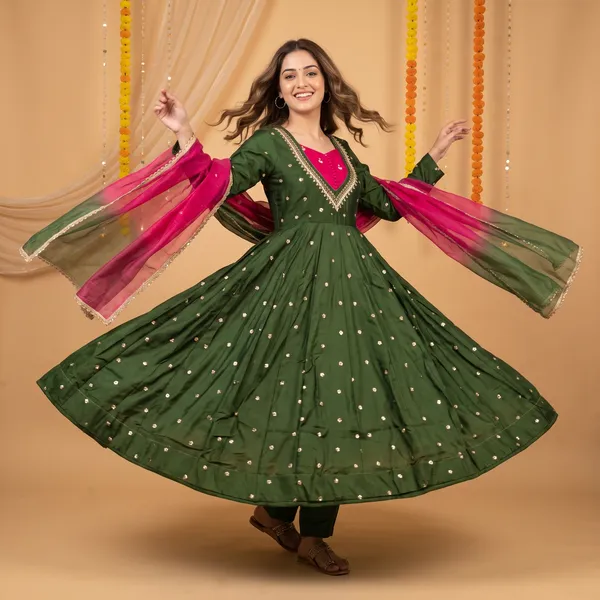 SAIVRITI's_Meher_Anarkali_FENDI_suit_set_with_Dupatta_|_SweatHeart_Neck_with_Mirror_work_|_M,L,XL,XXL