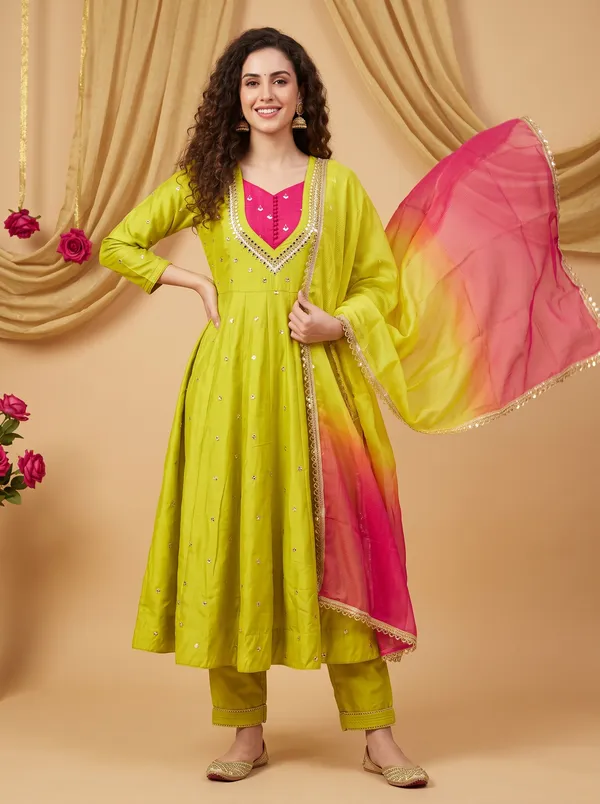 SAIVRITI's_Meher_Anarkali_FENDI_suit_set_with_Dupatta_|_SweatHeart_Neck_with_Mirror_work_|_M,L,XL,XXL