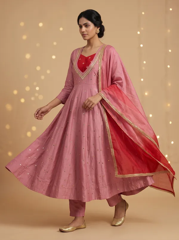 SAIVRITI's_Meher_Anarkali_FENDI_suit_set_with_Dupatta_|_SweatHeart_Neck_with_Mirror_work_|_M,L,XL,XXL