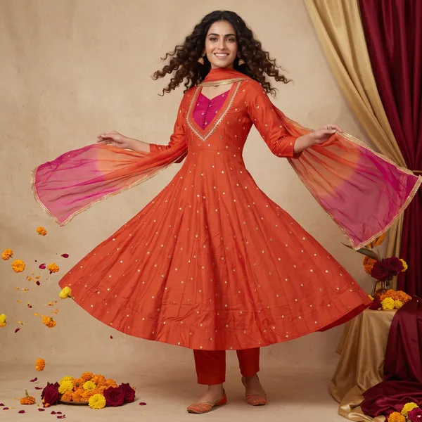 SAIVRITI's_Meher_Anarkali_FENDI_suit_set_with_Dupatta_|_SweatHeart_Neck_with_Mirror_work_|_M,L,XL,XXL