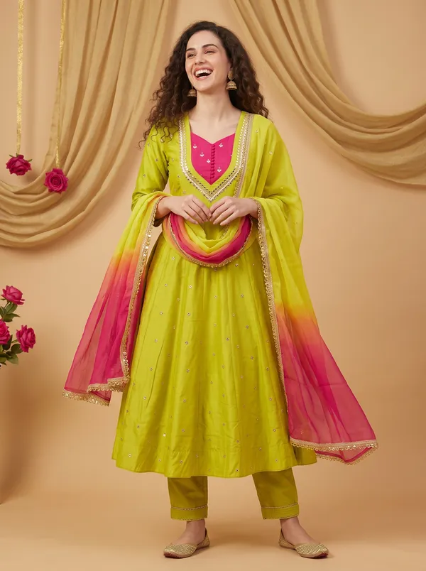 SAIVRITI's_Meher_Anarkali_FENDI_suit_set_with_Dupatta_|_SweatHeart_Neck_with_Mirror_work_|_M,L,XL,XXL