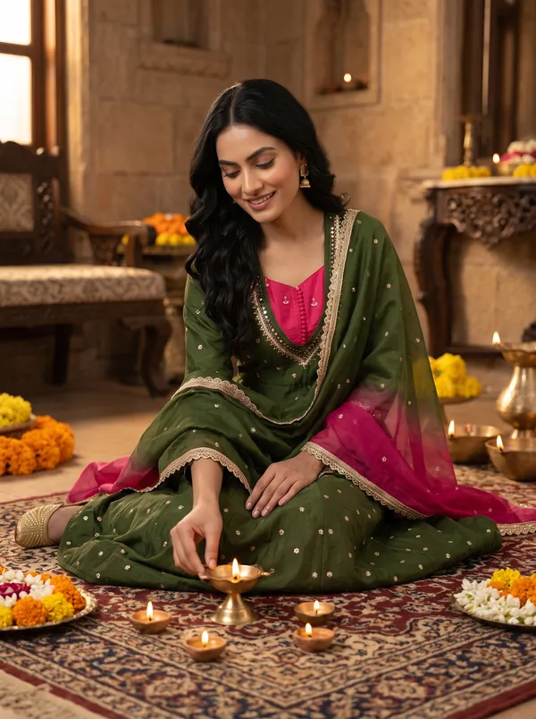 SAIVRITI's_Meher_Anarkali_FENDI_suit_set_with_Dupatta_|_SweatHeart_Neck_with_Mirror_work_|_M,L,XL,XXL