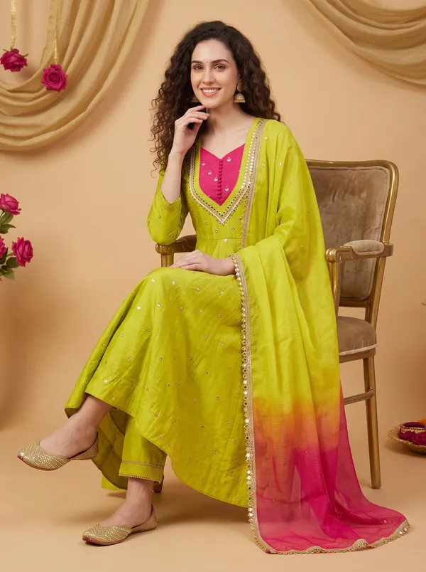 SAIVRITI's_Meher_Anarkali_FENDI_suit_set_with_Dupatta_|_SweatHeart_Neck_with_Mirror_work_|_M,L,XL,XXL