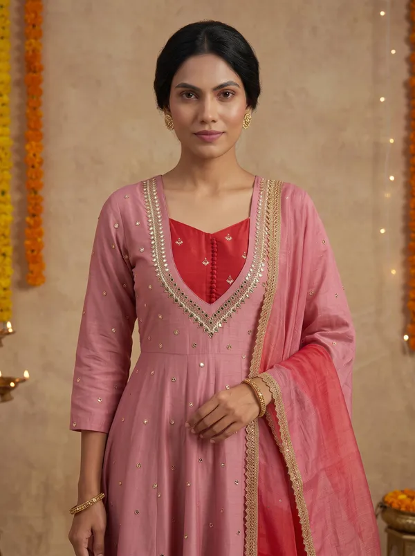 SAIVRITI's_Meher_Anarkali_FENDI_suit_set_with_Dupatta_|_SweatHeart_Neck_with_Mirror_work_|_M,L,XL,XXL