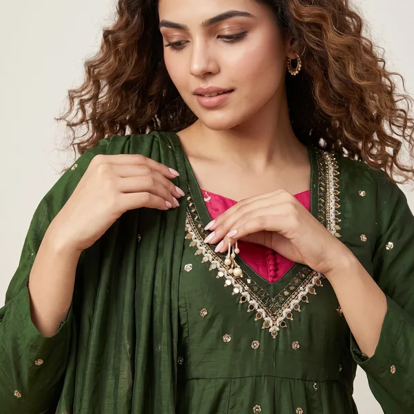 SAIVRITI's_Meher_Anarkali_FENDI_suit_set_with_Dupatta_|_SweatHeart_Neck_with_Mirror_work_|_M,L,XL,XXL