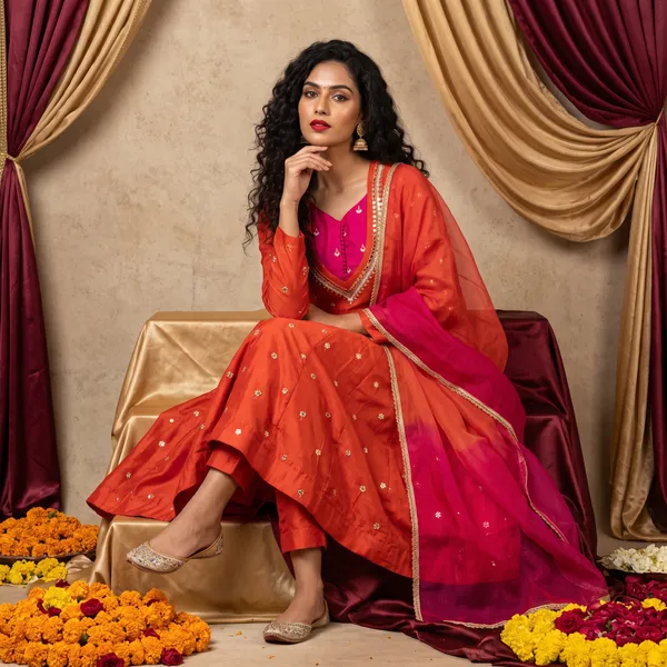 SAIVRITI's_Meher_Anarkali_FENDI_suit_set_with_Dupatta_|_SweatHeart_Neck_with_Mirror_work_|_M,L,XL,XXL