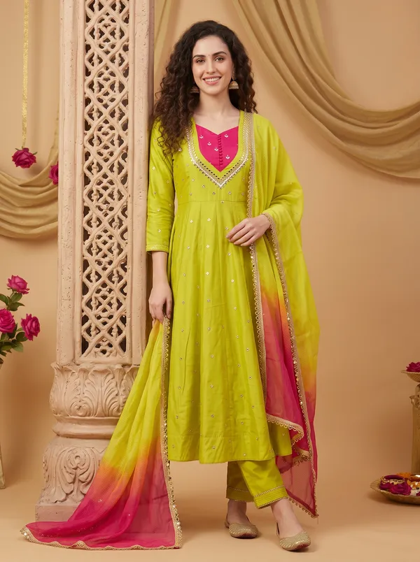SAIVRITI's_Meher_Anarkali_FENDI_suit_set_with_Dupatta_|_SweatHeart_Neck_with_Mirror_work_|_M,L,XL,XXL