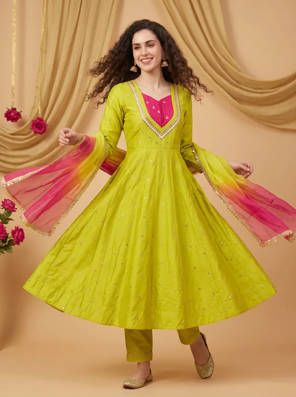 SAIVRITI's_Meher_Anarkali_FENDI_suit_set_with_Dupatta_|_SweatHeart_Neck_with_Mirror_work_|_M,L,XL,XXL