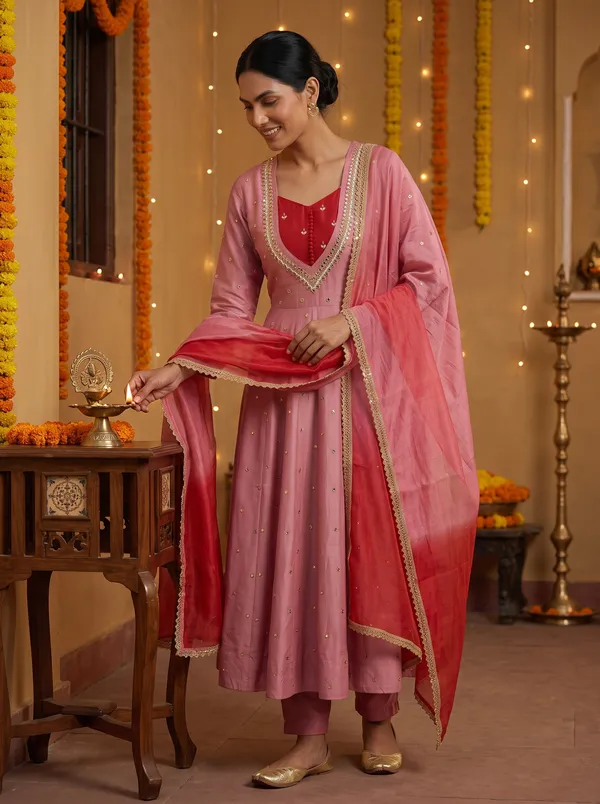 SAIVRITI's_Meher_Anarkali_FENDI_suit_set_with_Dupatta_|_SweatHeart_Neck_with_Mirror_work_|_M,L,XL,XXL
