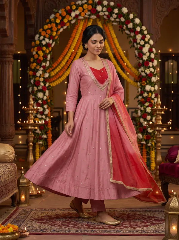 SAIVRITI's_Meher_Anarkali_FENDI_suit_set_with_Dupatta_|_SweatHeart_Neck_with_Mirror_work_|_M,L,XL,XXL