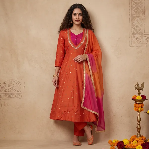 SAIVRITI's_Meher_Anarkali_FENDI_suit_set_with_Dupatta_|_SweatHeart_Neck_with_Mirror_work_|_M,L,XL,XXL