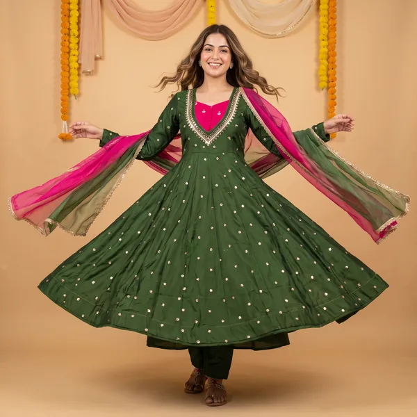 SAIVRITI's_Meher_Anarkali_FENDI_suit_set_with_Dupatta_|_SweatHeart_Neck_with_Mirror_work_|_M,L,XL,XXL