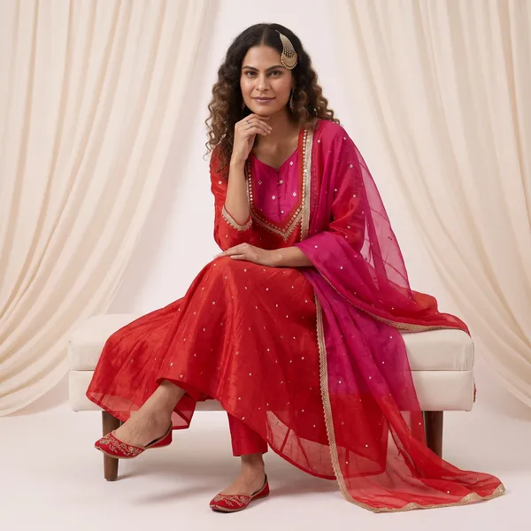 SAIVRITI's_Meher_Anarkali_FENDI_suit_set_with_Dupatta_|_SweatHeart_Neck_with_Mirror_work_|_M,L,XL,XXL