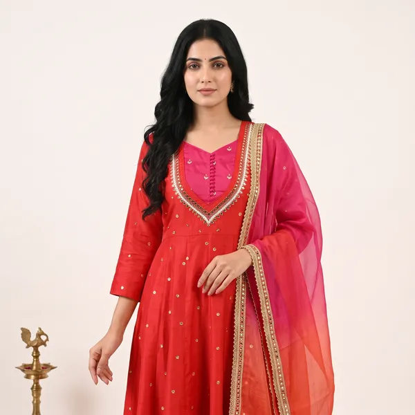 SAIVRITI's_Meher_Anarkali_FENDI_suit_set_with_Dupatta_|_SweatHeart_Neck_with_Mirror_work_|_M,L,XL,XXL
