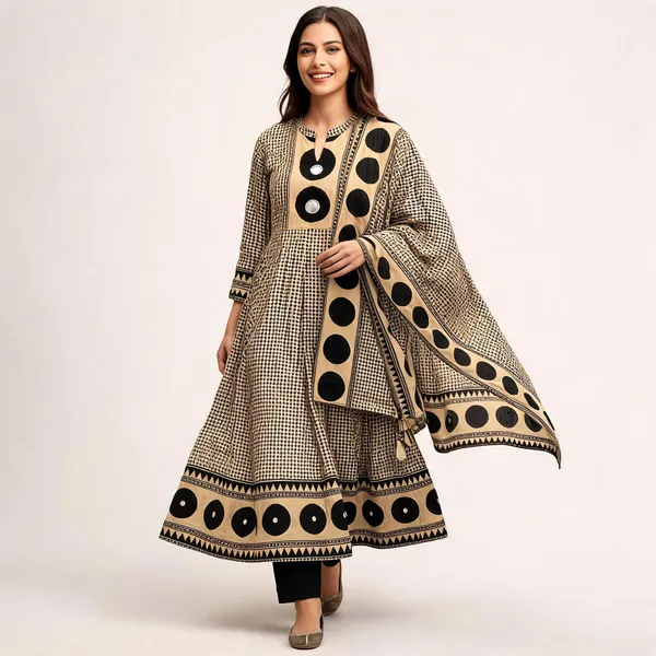 Beige_Cotton_Printed_Anarkali_Kurta_Set_With_Dupatta_For_Women