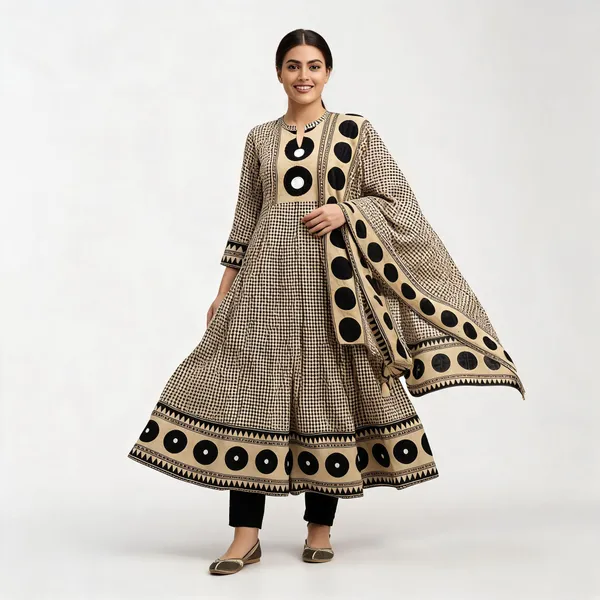 Beige_Cotton_Printed_Anarkali_Kurta_Set_With_Dupatta_For_Women