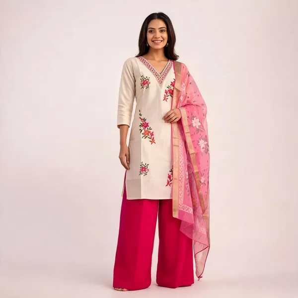 Cream_And_Pink_Glass_Roman_Silk_Emroided_Kurta_Palazzo_Set_With_Dupatta_For_Women