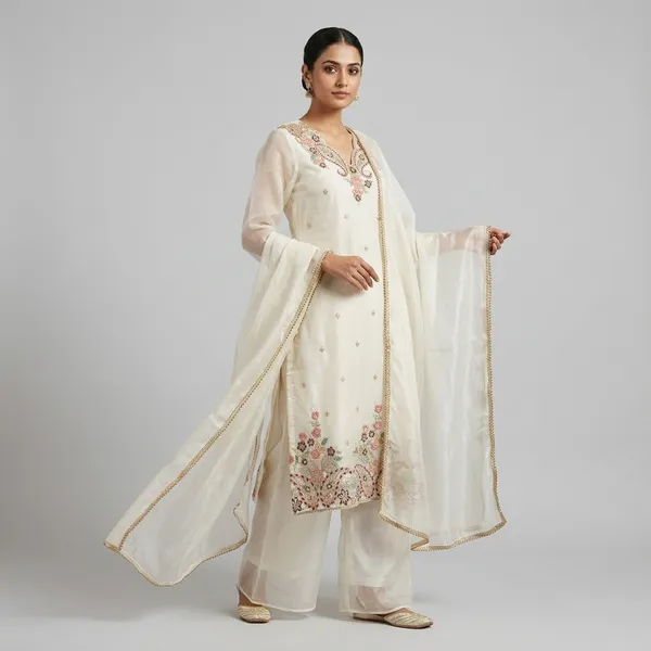 White_Georgette_Embroidered_Salwar_Suit_Set_With_Dupatta_For_Women