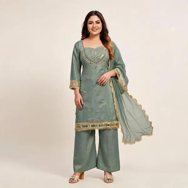 Grey_Roman_Silk_Mirror_Work_Kurta_Palazzo_Set_With_Dupatta_For_Women