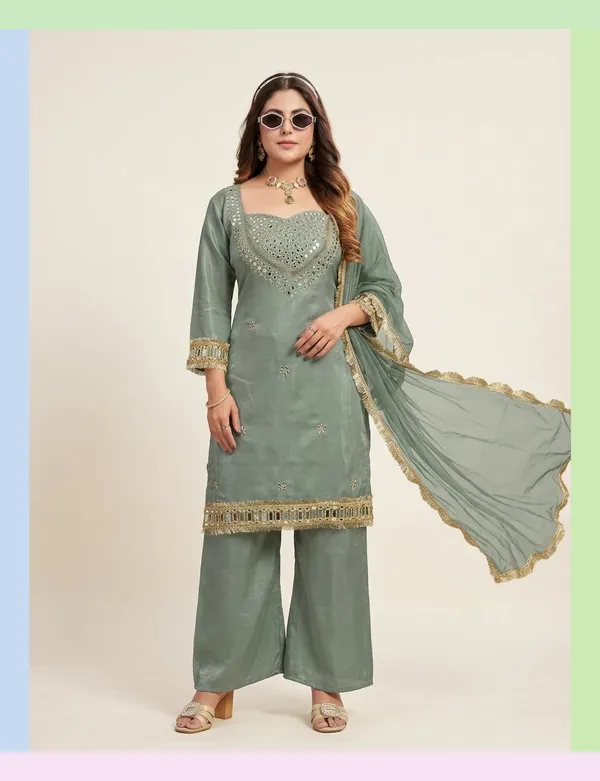 Grey_Roman_Silk_Mirror_Work_Kurta_Palazzo_Set_With_Dupatta_For_Women