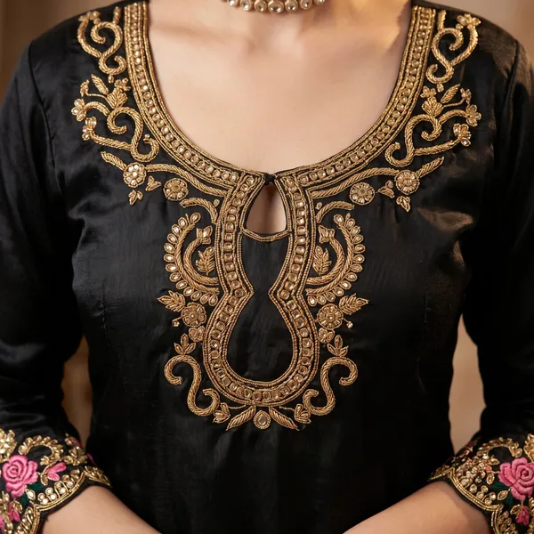 Black_Glass_Roman_Silk_Floral_Emroided_Kurta_Palazzo_Set_With_Dupatta_For_Women
