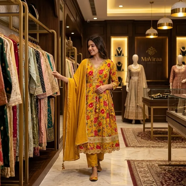 Mustard_Yellow_Rayon_Printed_Anarkali_Kurta_Set_With_Dupatta_For_Women