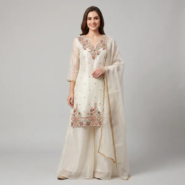 White_Georgette_Embroidered_Salwar_Suit_Set_With_Dupatta_For_Women