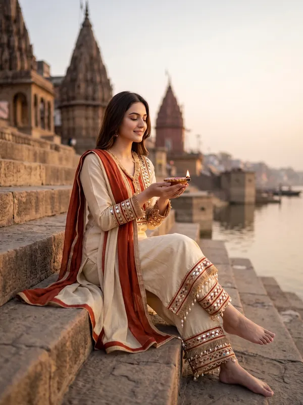 Cream_And_Rust_50%_Cotton_50%_Silk_Mirror_Work_Salwar_Suit_Set_With_Dupatta_For_Women