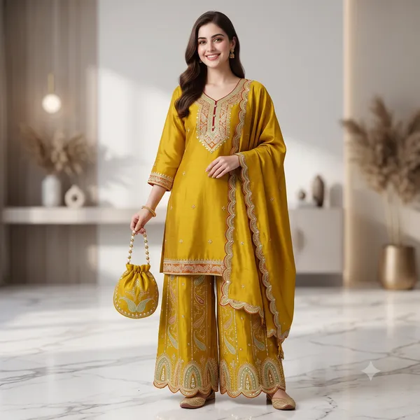 Yellow_Silk_Embroided_Kurta_Palazzo_Set_With_Dupatta_For_Women