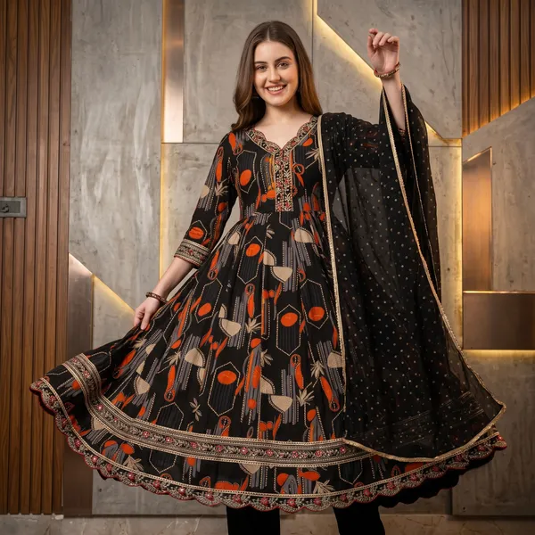 Black_Rayon_Printed_Anarkali_Kurta_Set_With_Dupatta_For_Women