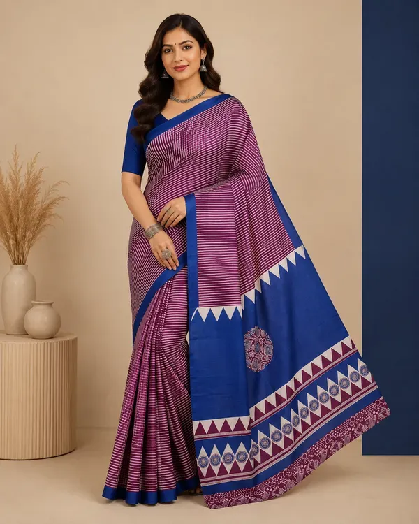 Wine_Japan_Satin_Saree_With_Unstitched_Blouse_For_Women