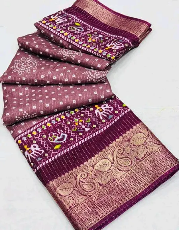 Wine_Dola_Silk_Saree_With_Unstitched_Blouse_For_Women