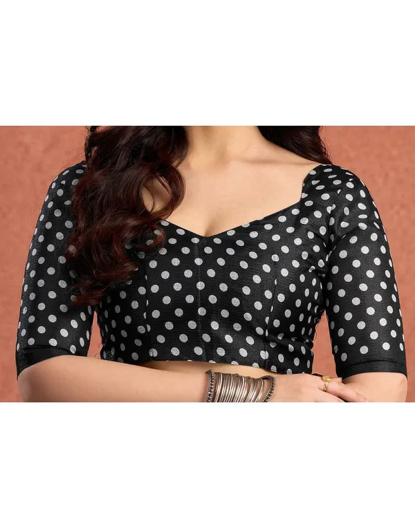 Black_Japan_Satin_Saree_With_Unstitched_Blouse_For_Women