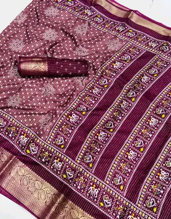 Wine_Dola_Silk_Saree_With_Unstitched_Blouse_For_Women