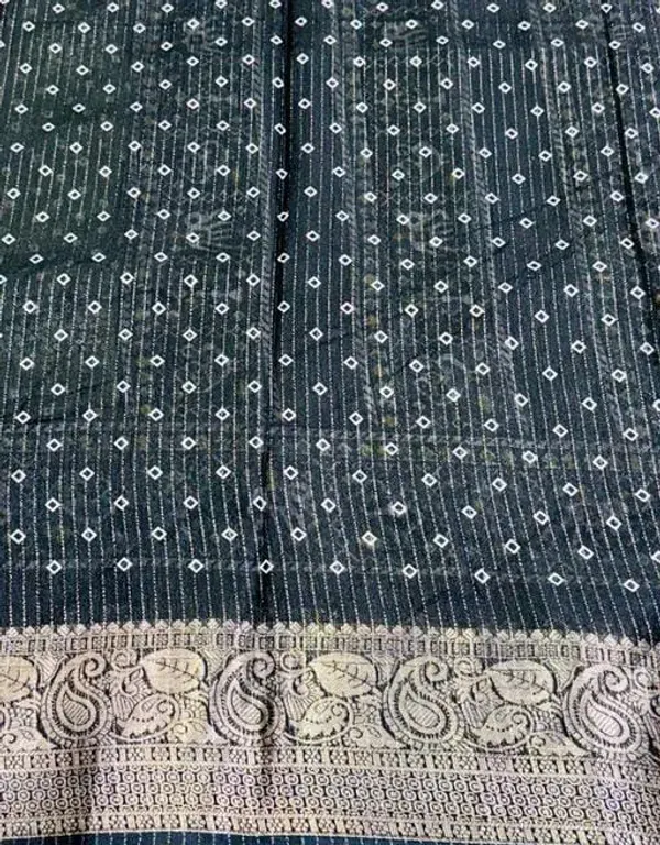 Pista_Green_Dola_Silk_Saree_With_Unstitched_Blouse_For_Women