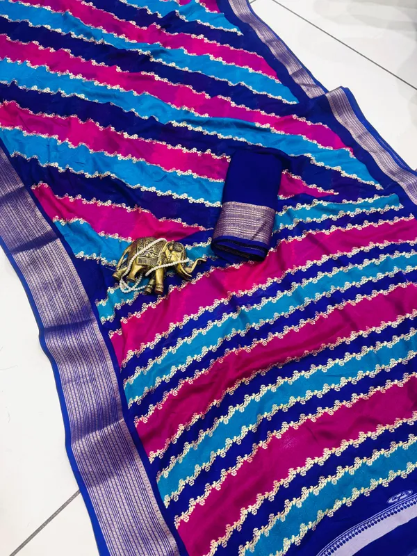 Purple_Georgette_Foil_Saree_With_Unstitched_Blouse_For_Women
