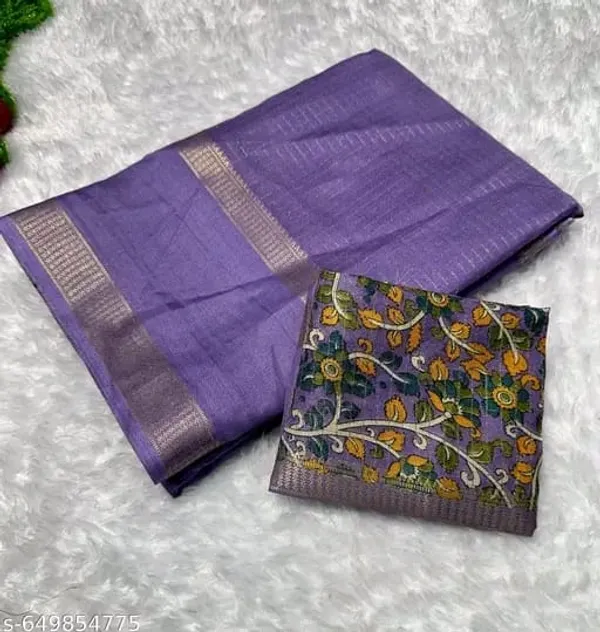 Lavender_Cotton_Checks_Saree_With_Unstitched_Blouse_For_Women
