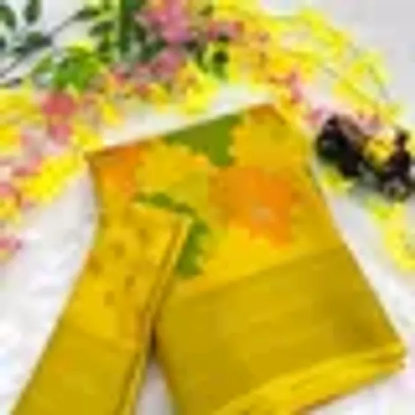 Yellow_Georgette_Foil_Saree_With_Unstitched_Blouse_For_Women