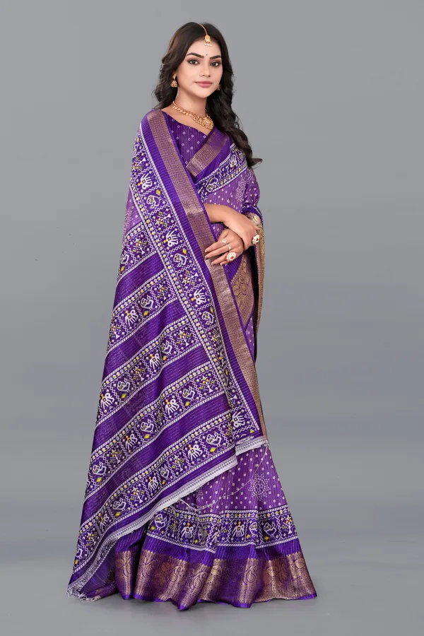 Lovender_Dola_Silk_Saree_With_Unstitched_Blouse_For_Women