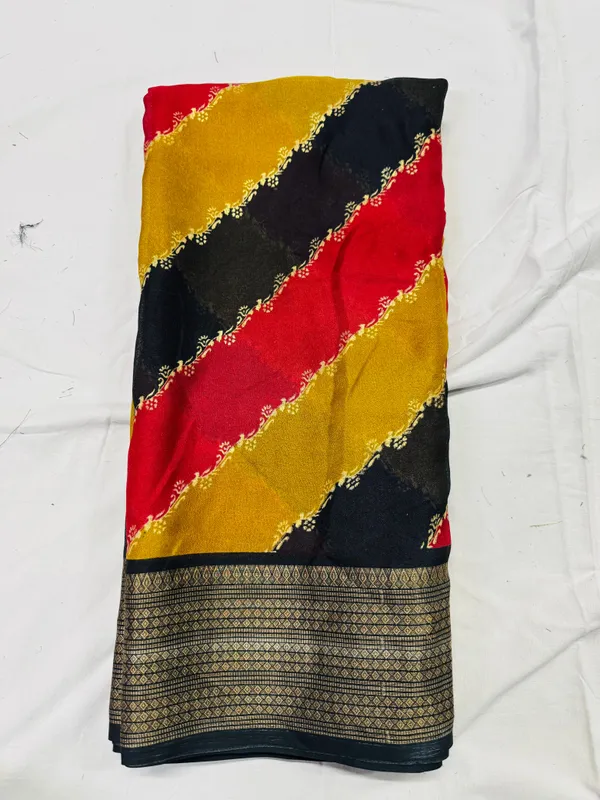 Black_Georgette_Foil_Saree_With_Unstitched_Blouse_For_Women