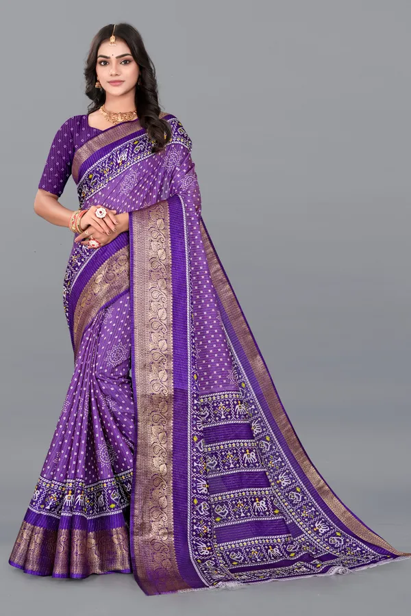 Lovender_Dola_Silk_Saree_With_Unstitched_Blouse_For_Women
