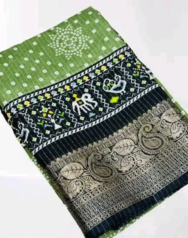 Pista_Green_Dola_Silk_Saree_With_Unstitched_Blouse_For_Women