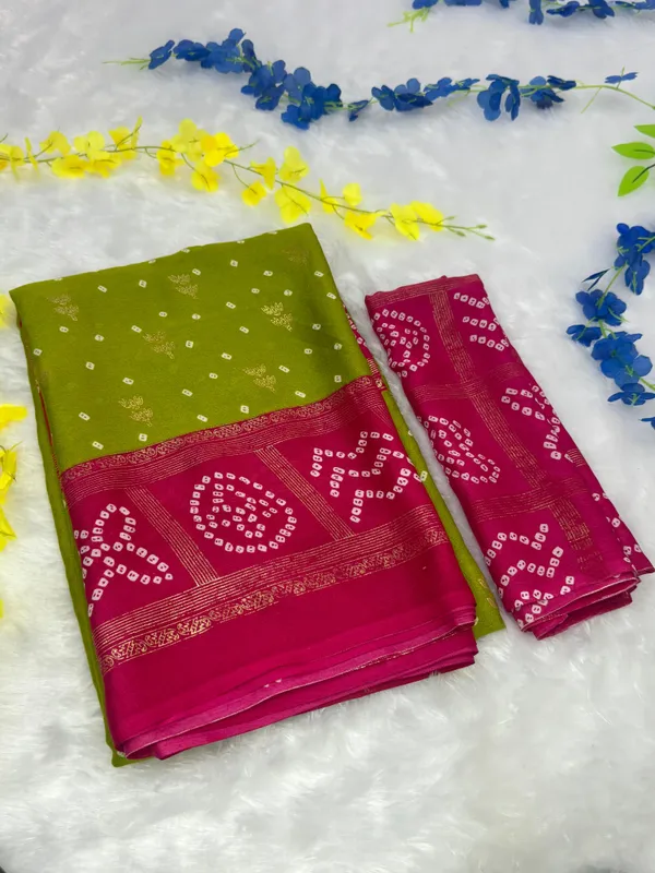 Green_Moss_Silk_Saree_With_Unstitched_Blouse_For_Women