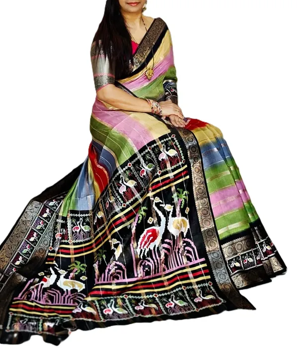 Multicolor_Dola_Jacquard_Saree_With_Unstitched_Blouse_For_Women