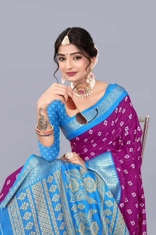 Wine_Dola_Silk_Saree_With_Unstitched_Blouse_For_Women