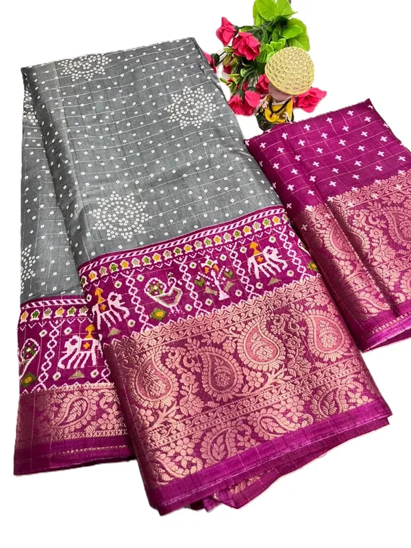 Grey_Dola_Silk_Saree_With_Unstitched_Blouse_For_Women